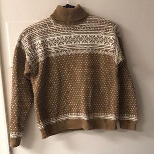 Brown&White Patterned L.L. Bean Turtleneck Sweater
